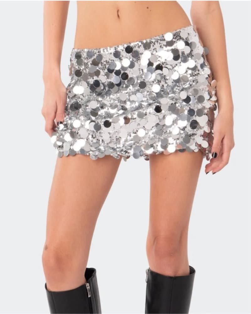 Edikted Sequin Mini Skirt - Image 3