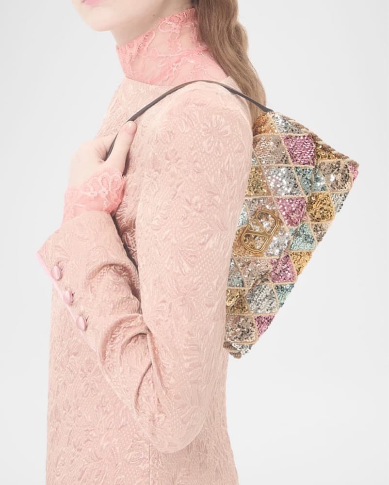 Valentino Vain Diamond Sequin Bag - Image 6