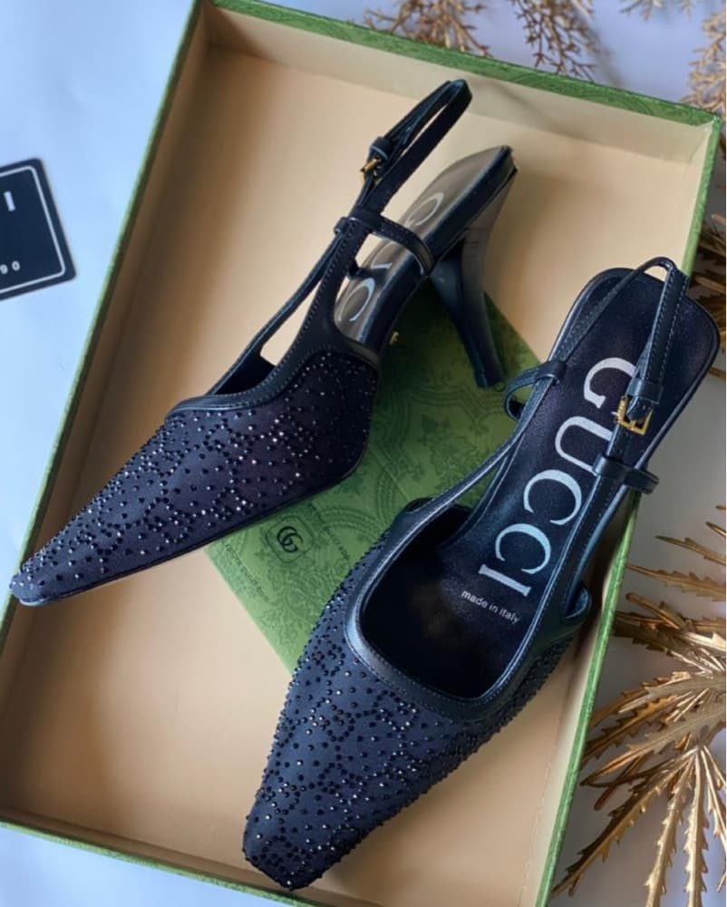 Gucci GG Crystal Slingback Heel - Image 5