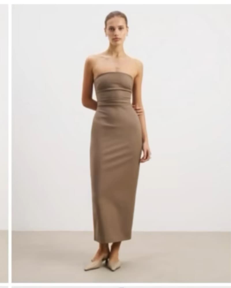 Strapless Maxi Latte Dress  - Image 2