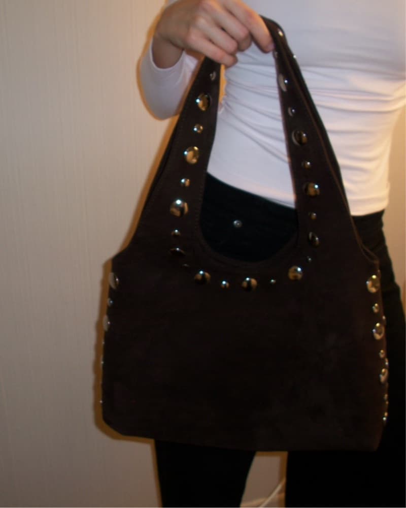 Pull & Bear Studded Suede Hobo Bag - Image 6