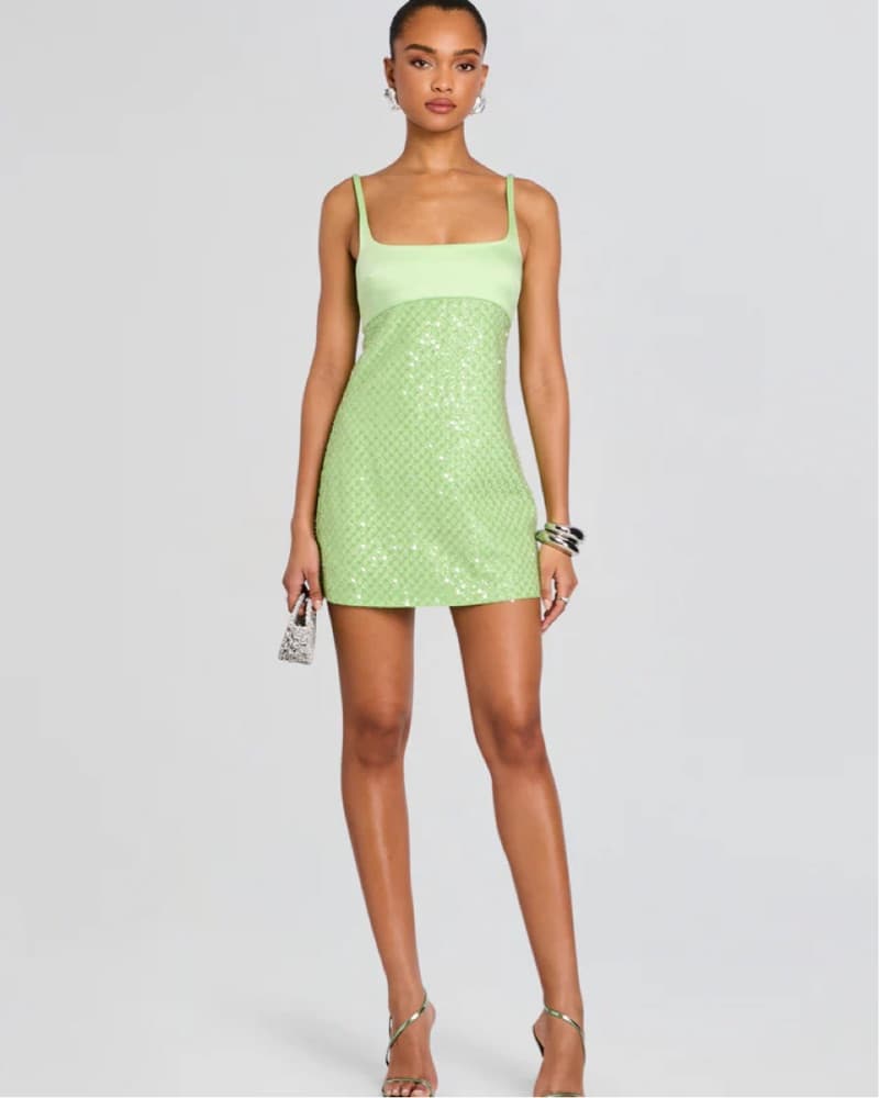 Retrofete Green Sequin Mini Dress - Image 1