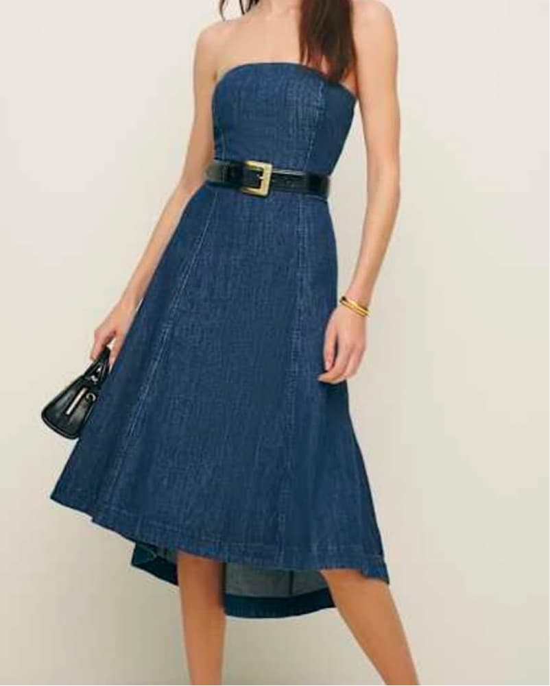 Denim Reformation Midi Dress - Image 1