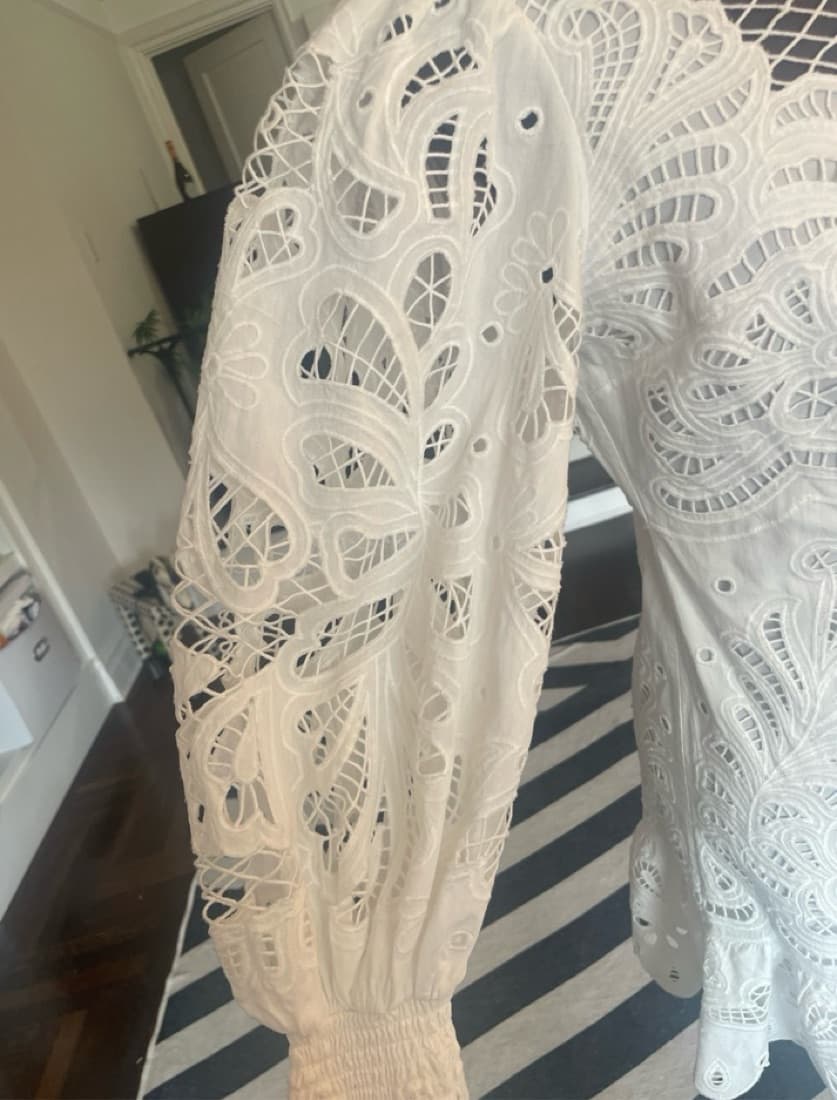 Alice & Olivia White Lace Drop Waist Dre - Image 3