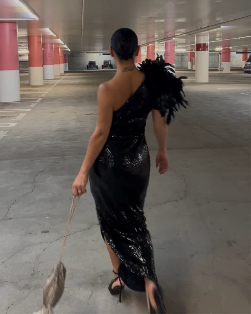 Vintage Sequins + Feathered Gown - Image 3