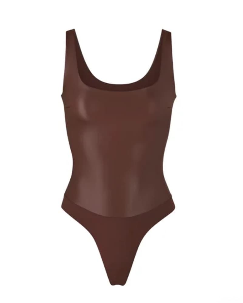 Skims Brown Leather Bodysuit  - Image 1
