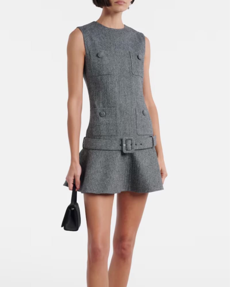 Self-portrait Herringbone Flared Dress - Image 1