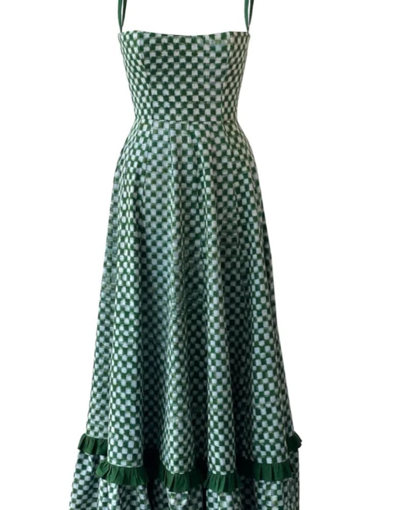 De Castro Green Checkmate Dress - Image 5