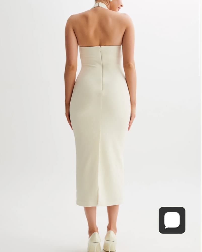 Meshki White Halter Midi Dress - Image 2