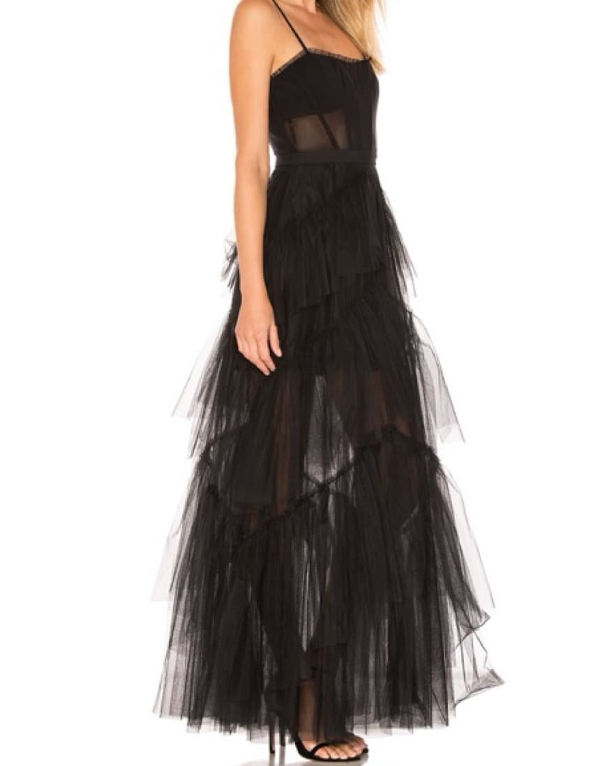 Corsett Tulle Gown In Black - Image 2