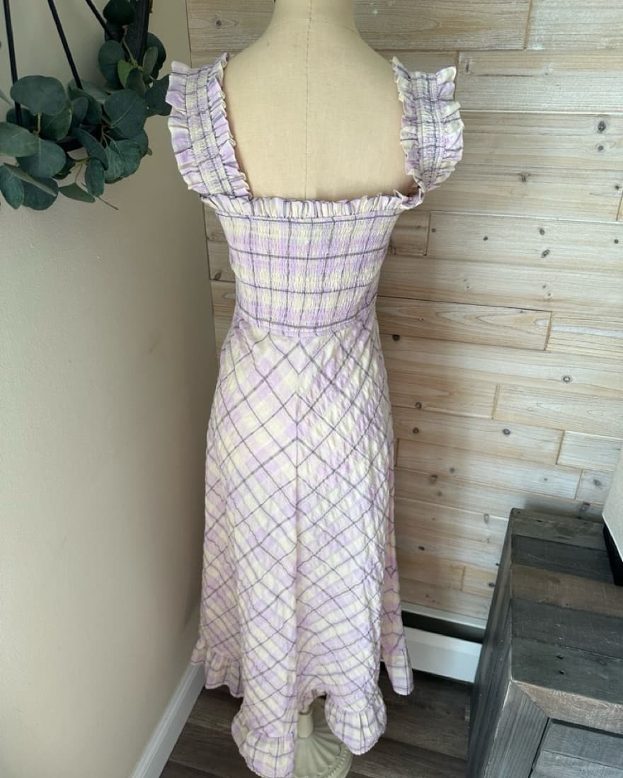 Ganni checkered Midi Smocked Dress - Image 3