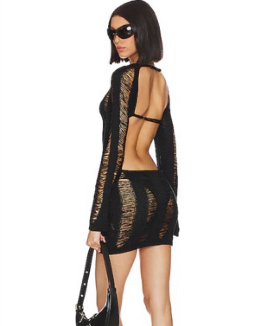 JADED LONDON Umbra Shredded Mini Dress - Image 1