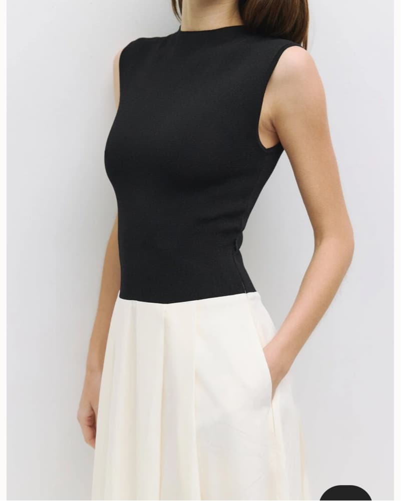 Elegant Black and Cream Dress - Image 4