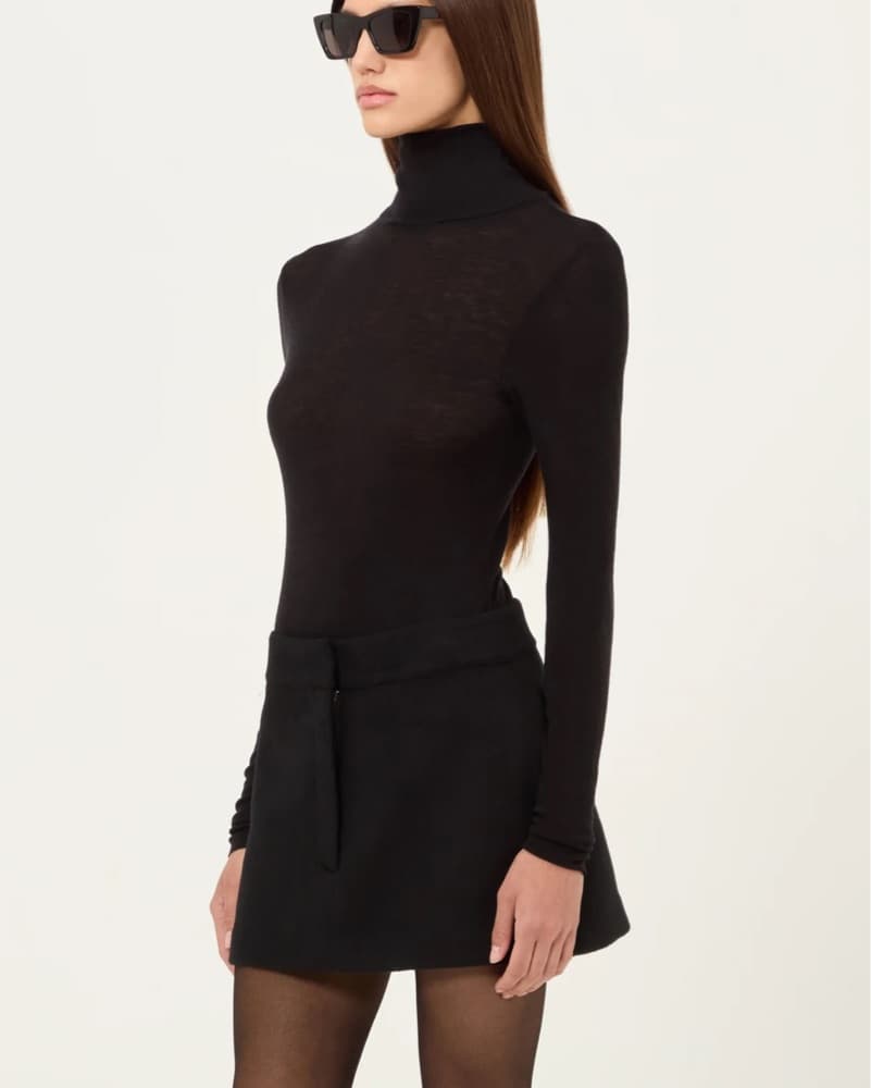 AEXAE Black Wool Cashmere Mini Skirt  - Image 5