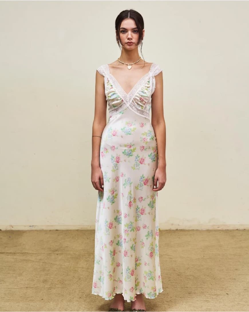 b. Fleurs Rose Flower Maxi Slip Dress - Image 1
