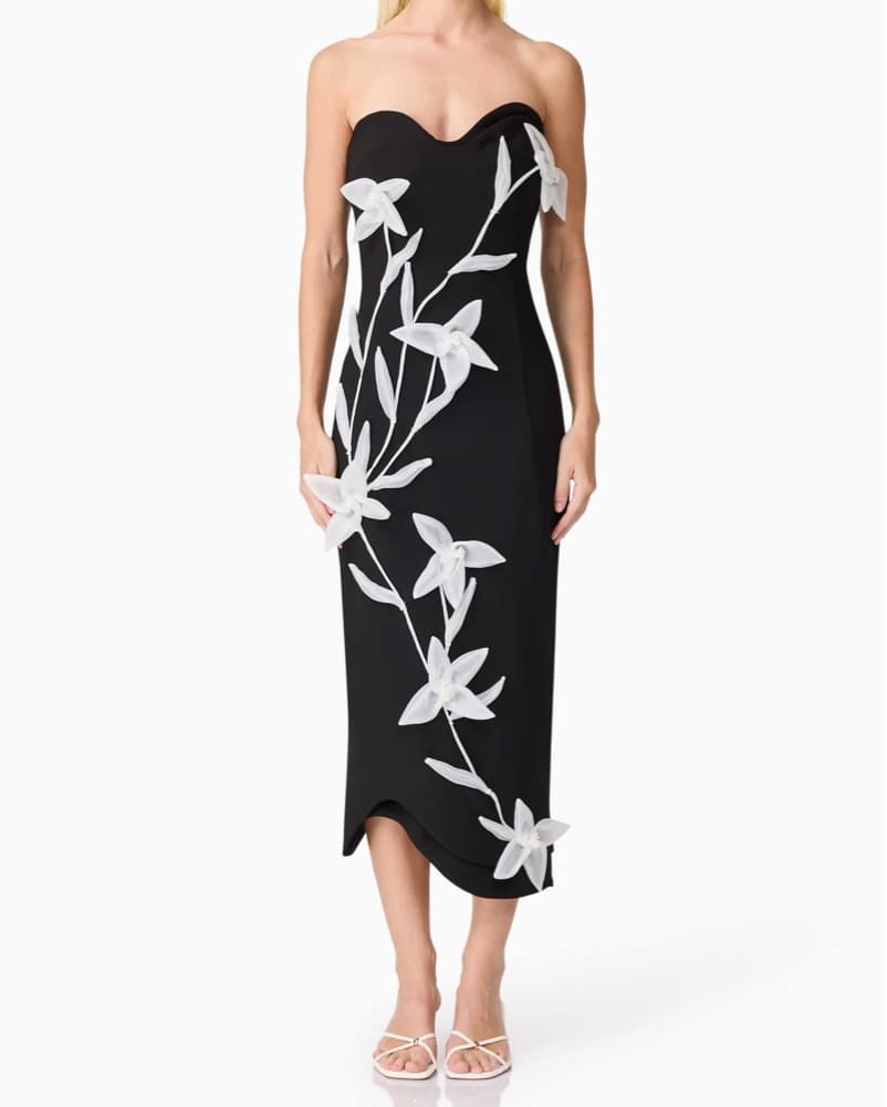 $400 Floral Applique Midi Dress - Image 2