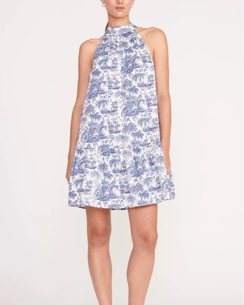 STAUD— Mini Marlowe Dress Blue Toile  - Image 1