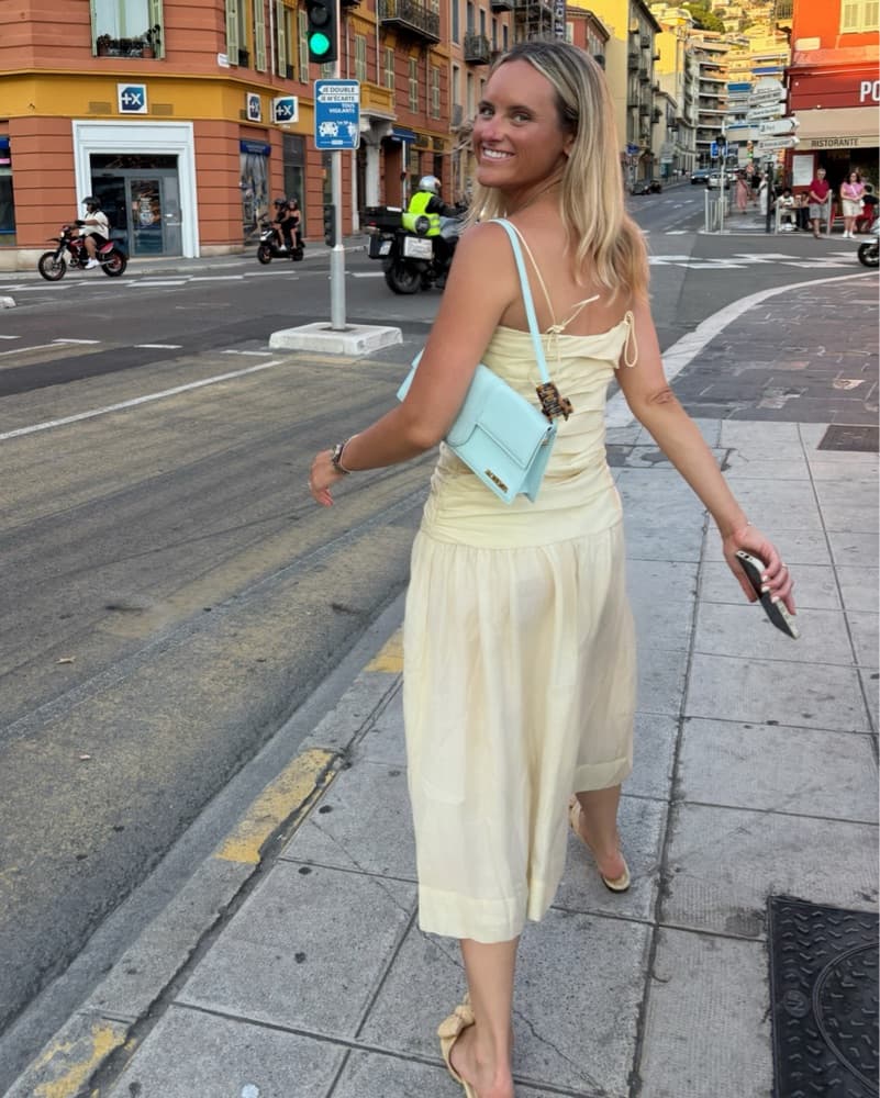 Zara Yellow Ruched Drop Waist Midi Dress - Image 6