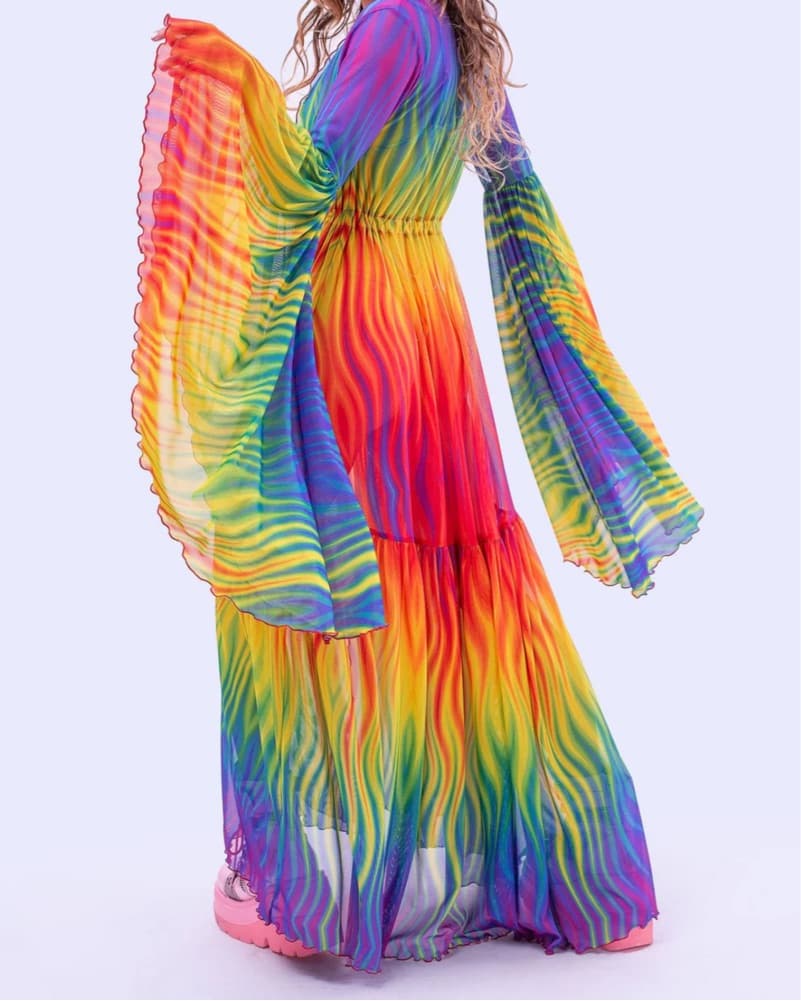 Badinka Rainbow Flame Unisex Mesh Duster - Image 2