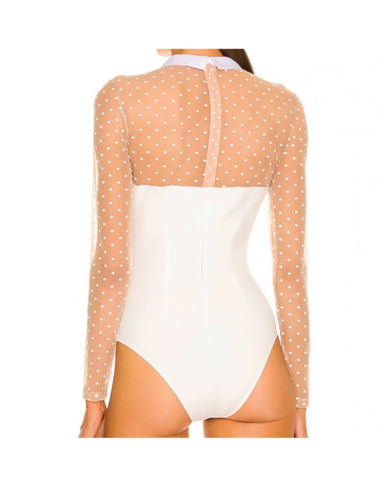 Fleur Du Mal White Polka Dot Bodysuit XS - Image 4
