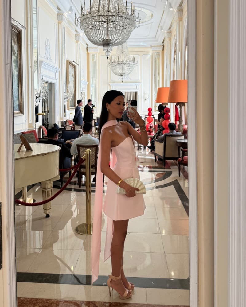 Meshki Pink Strapless Dress With Scarf - Image 3