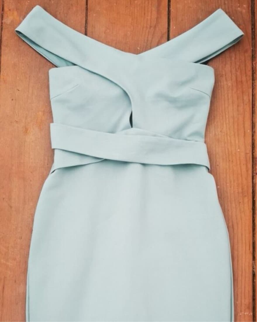 Off Shoulder Wrap Ponte Dress - Image 2
