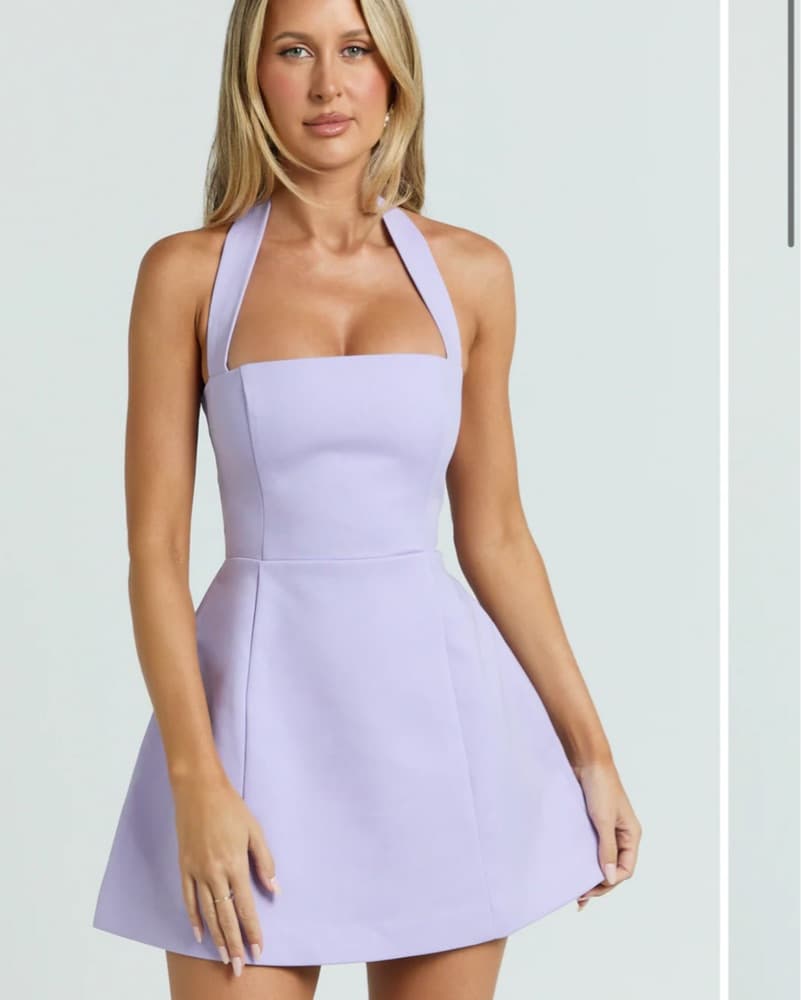 Light Purple Halter Neck Tie Tulip Skirt - Image 1