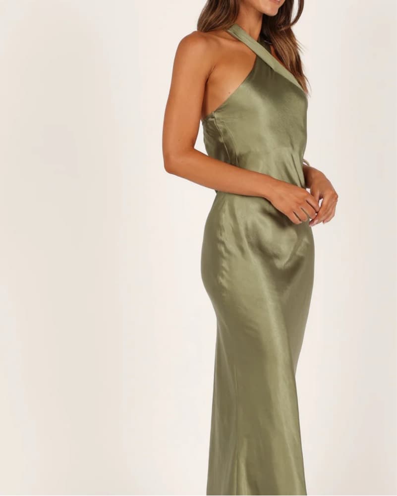 Sage Satin Green Dress - Image 2