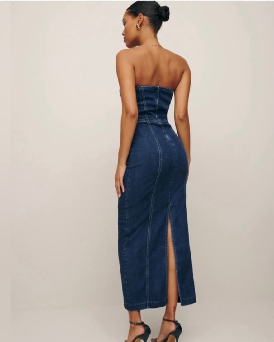 Reformation Anais Denim Strapless Dress  - Image 2