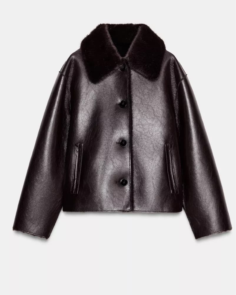 Reversibile Faux Leather Fur Jacket  - Image 1