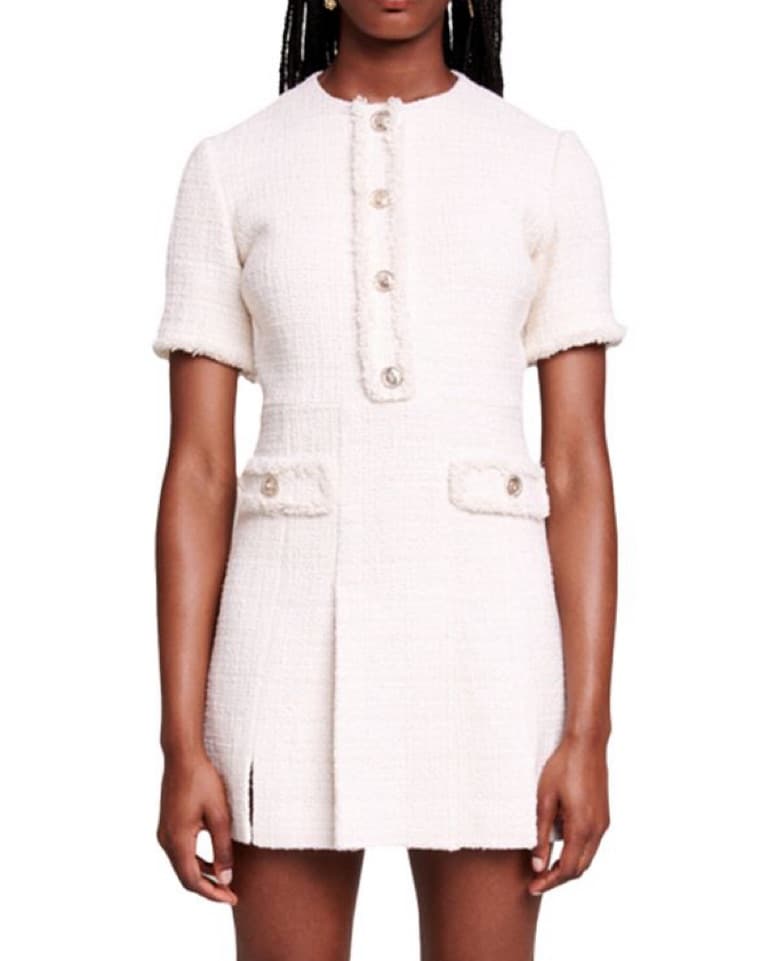 Maje White Tweed Mini Dress - Image 2