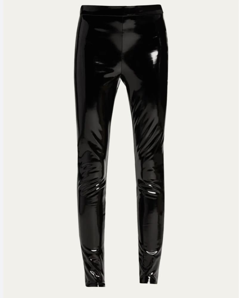 Black Vegan Patent Leather Leggings - Image 4