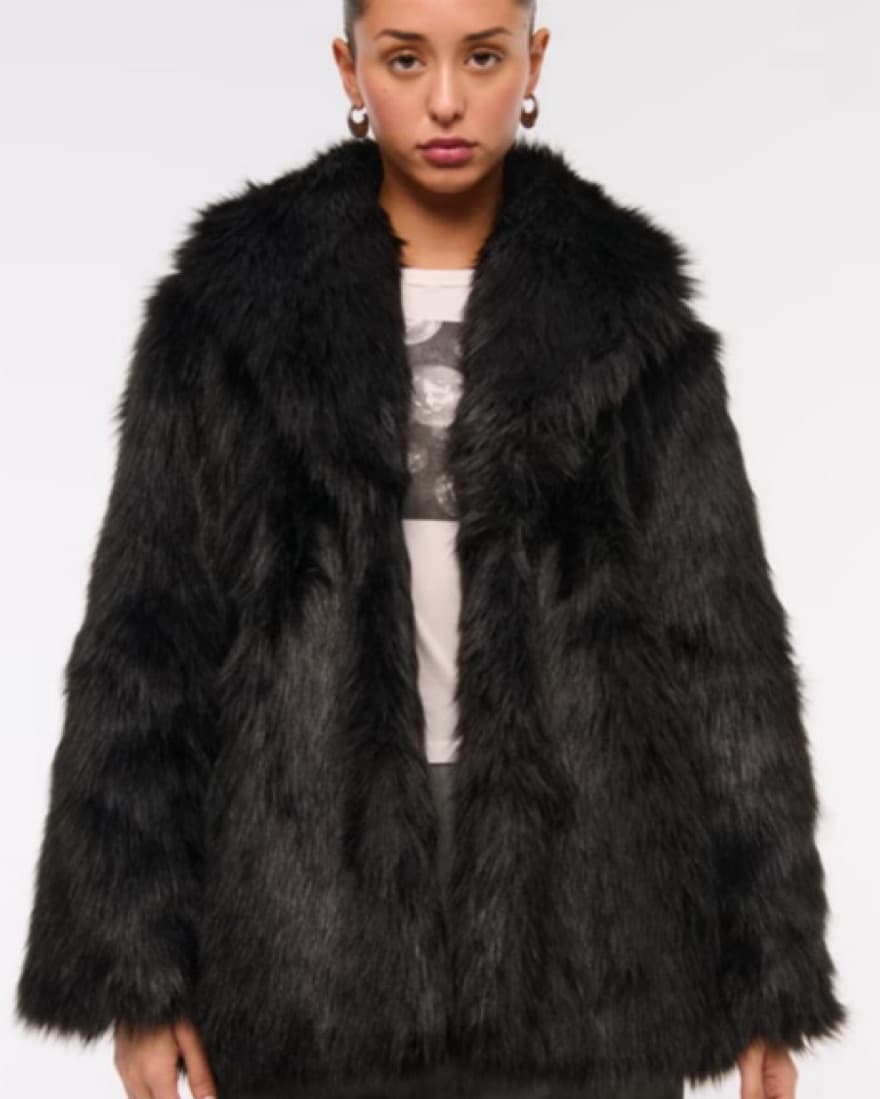 Black Faux Fur Coat  - Image 1