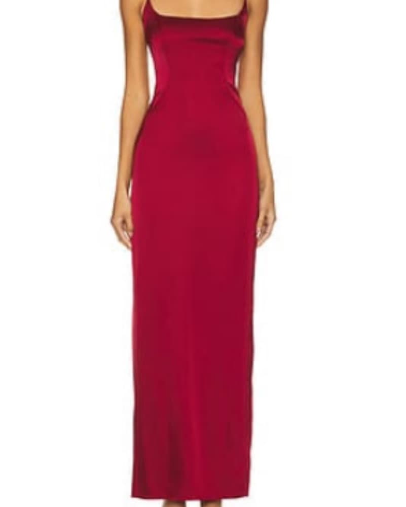 Gorgeous Red Satin Gown - Image 1