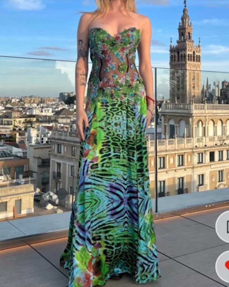 Jovani RARE Tropical Silk Corset Prom Dr - Image 2