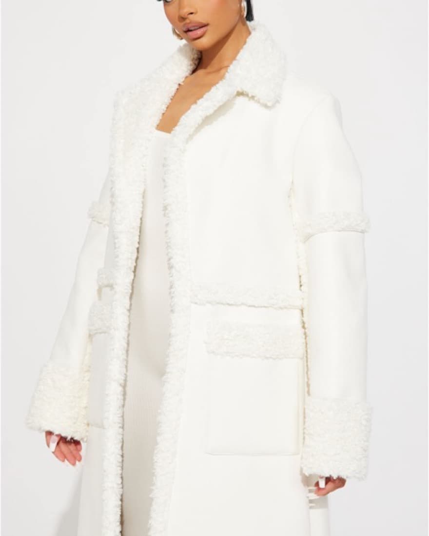Faux Leather White Trench Coat  - Image 2