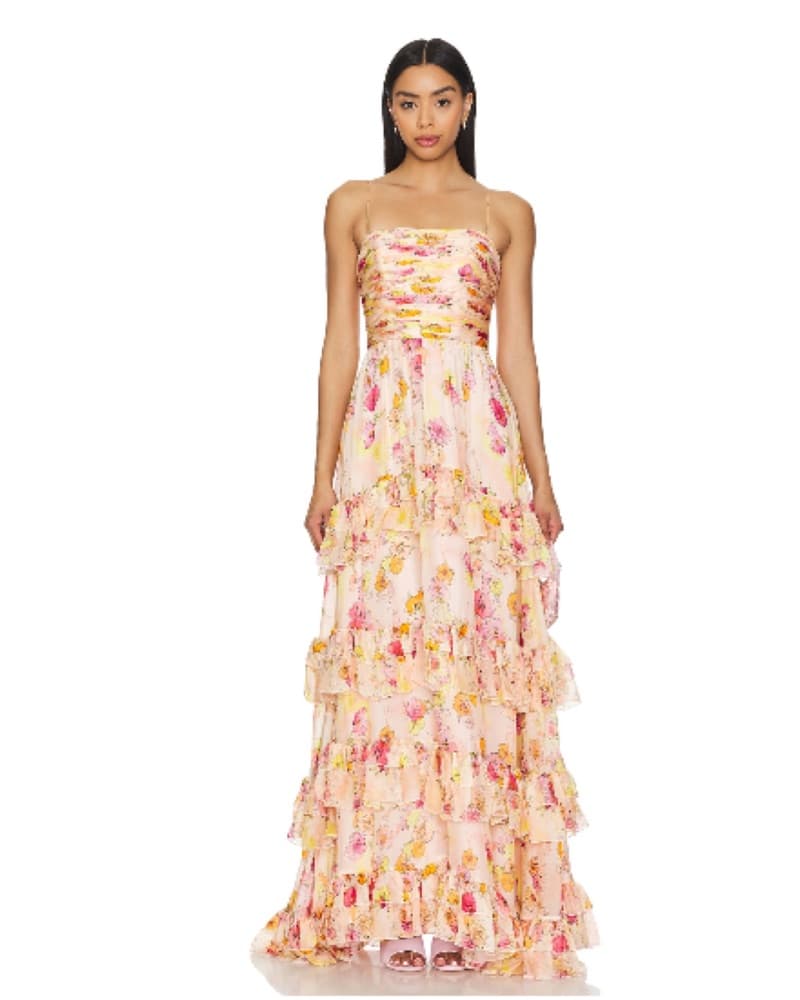 AMUR Mallory Tiered Gown With Flowers - Image 4