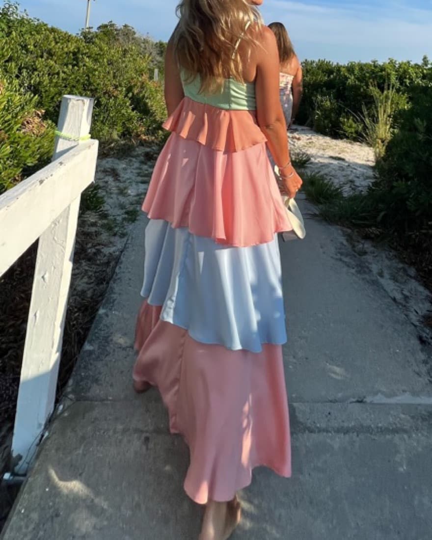 Peach Love California Tier Dress - Image 1