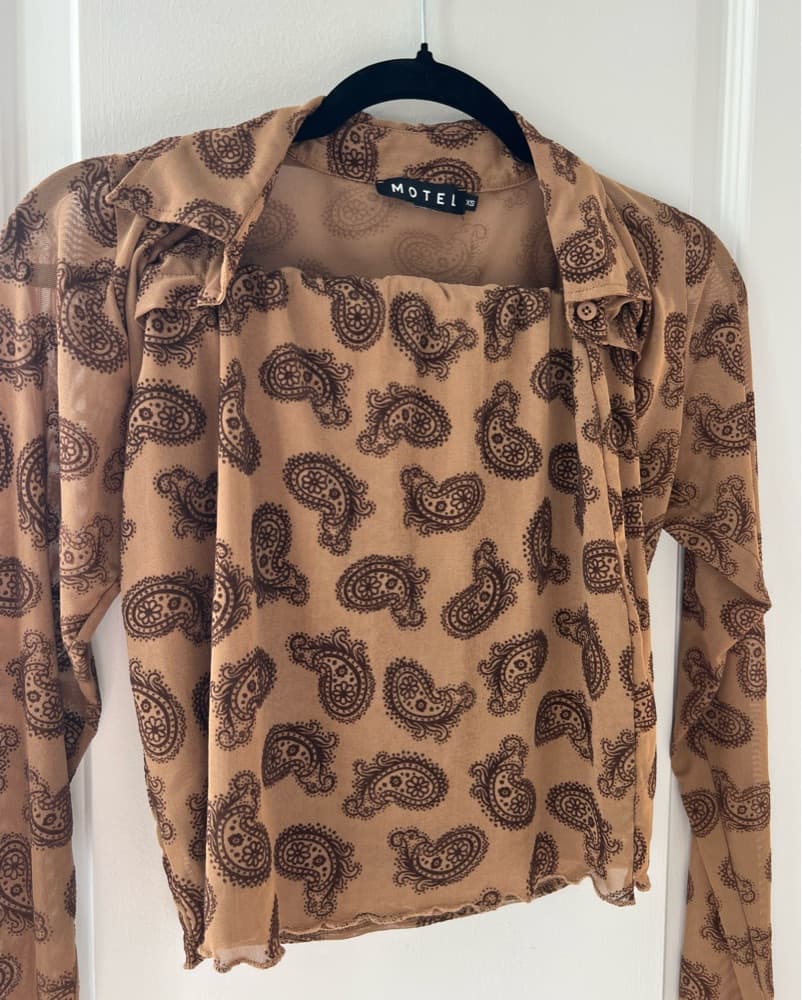 Western Mesh Brown Set Mini Skirt & Top - Image 6