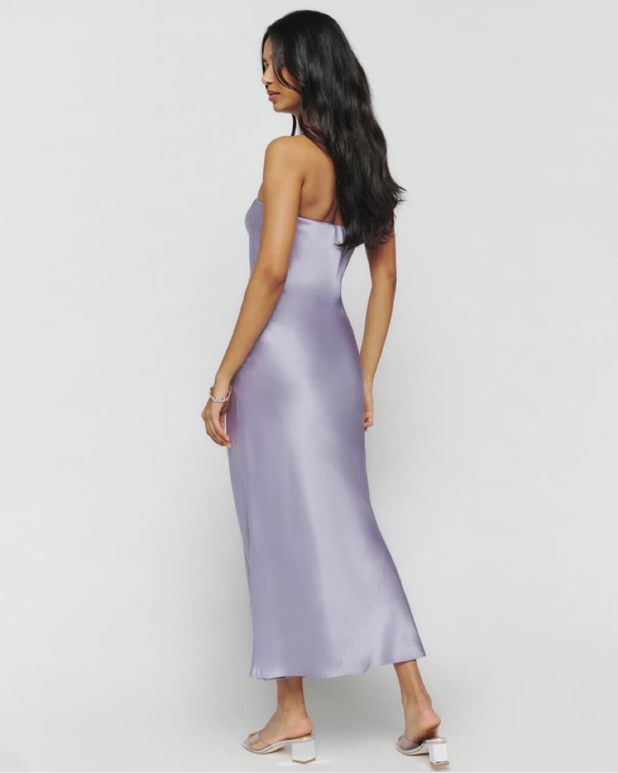 Reformation Purple Silk Strapless Dress - Image 2