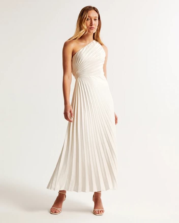 A&F Pleated White Satin Dress - Image 2