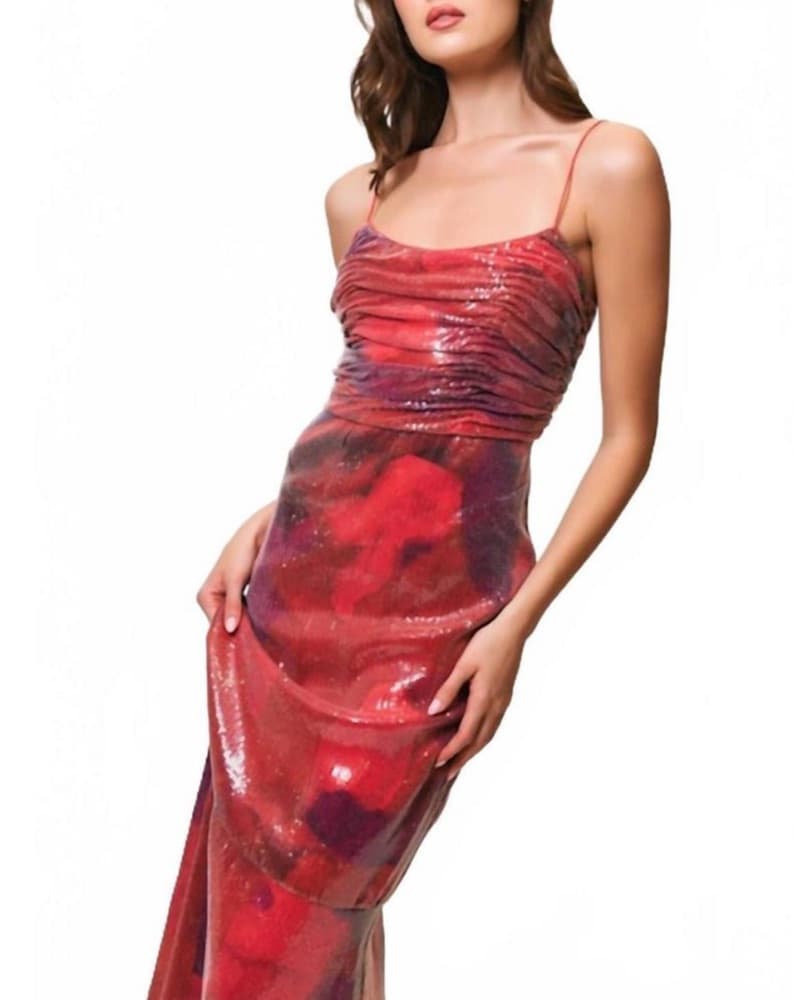 Vibrant Floral Sequin Maxi Dress - Image 2