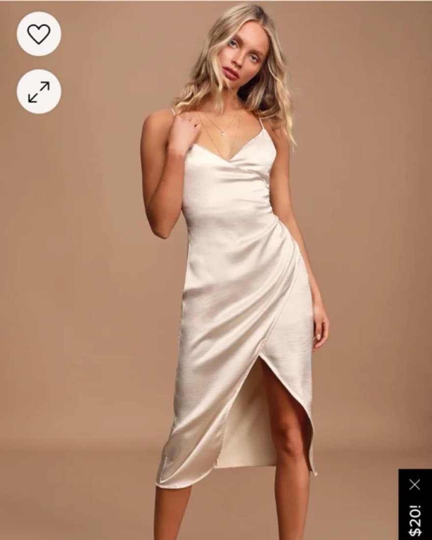 Champagne Satin Midi Dress - Image 1