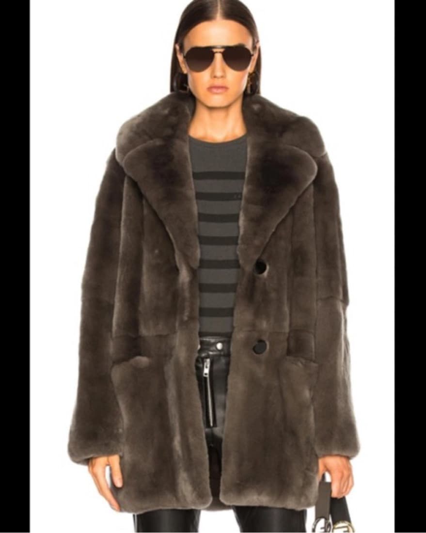 YVES SALOMON RABBIT FUR COAT - Image 1