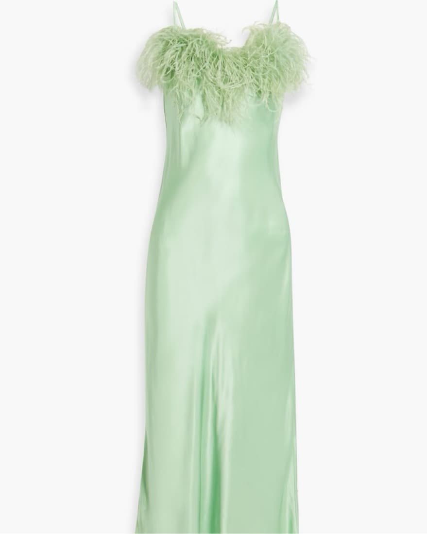 SLEEPER Boheme feather-trimmed satin mid - Image 3