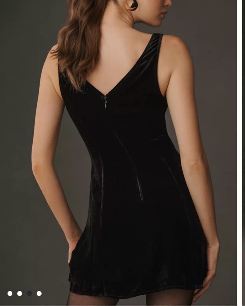 Reformation Black Velvet Mini Dress - Image 4