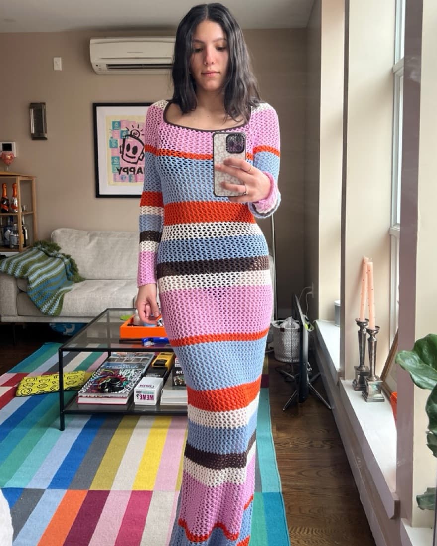 Striped Crochet Dress - Image 1