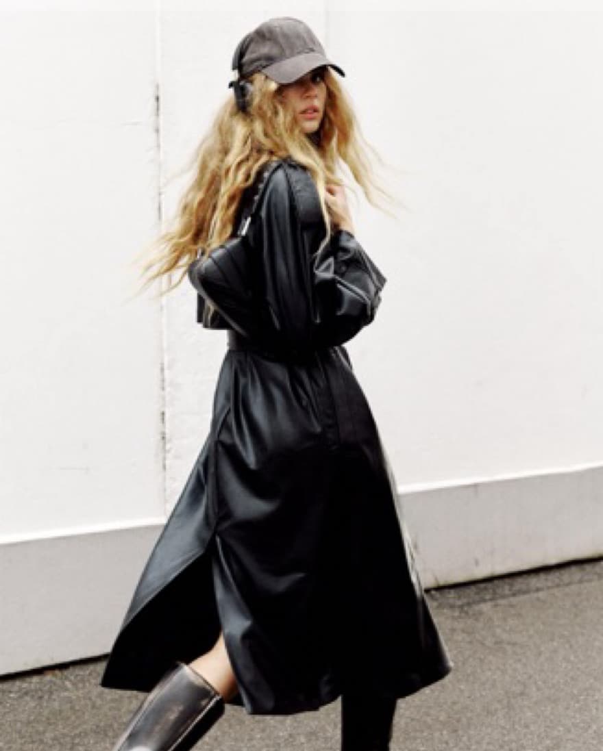 Zara Black Faux Leather Trenchcoat - Image 3