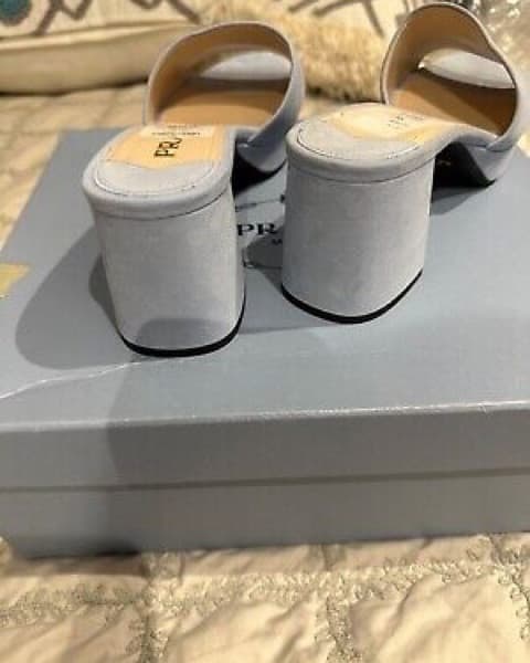 Prada Blue Suede Mules - Image 3