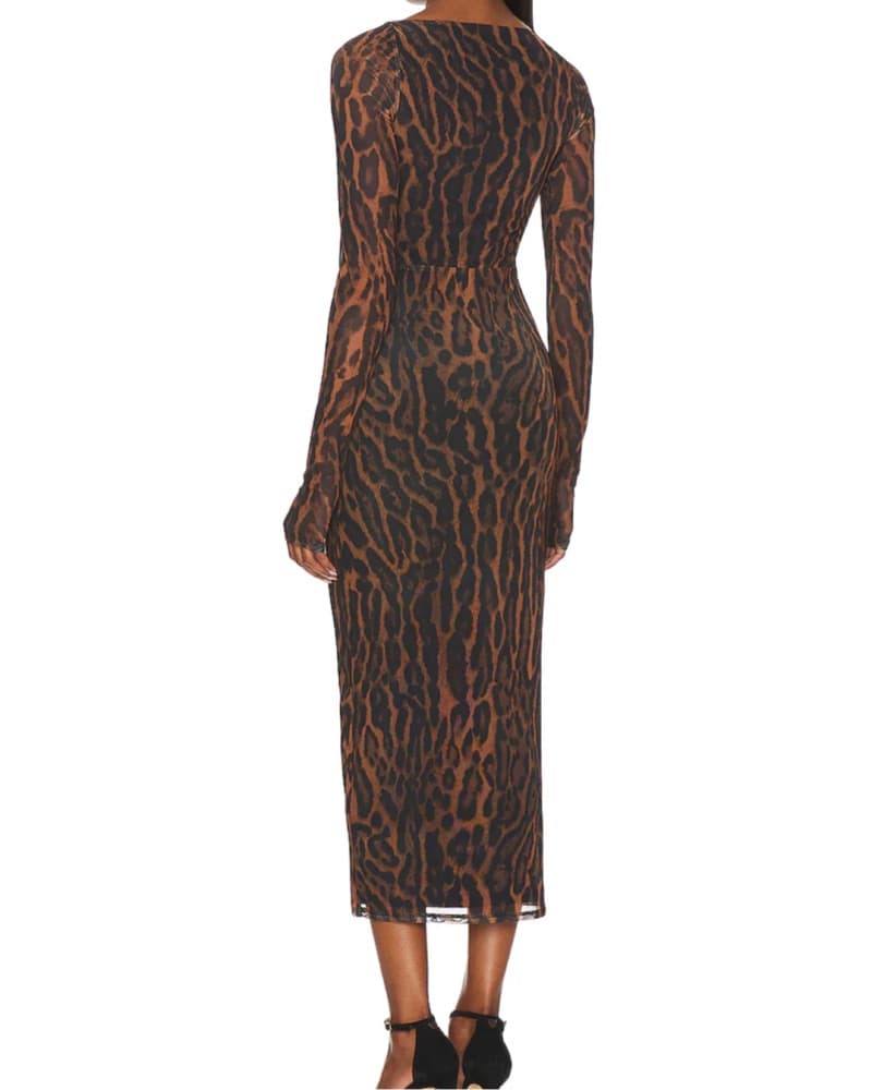 AFRM Leopard Cutout Midi Dress - Image 2
